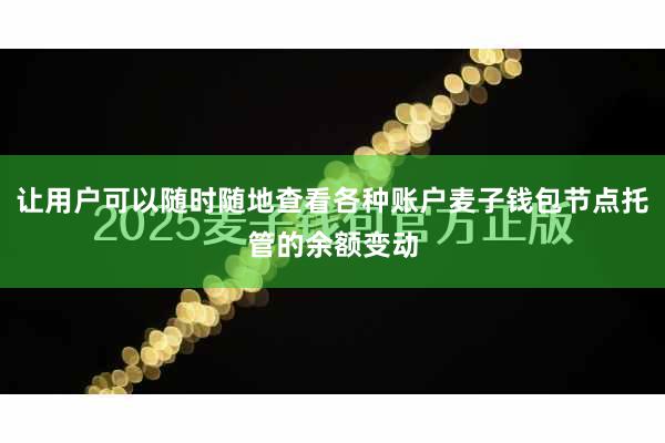 让用户可以随时随地查看各种账户麦子钱包节点托管的余额变动