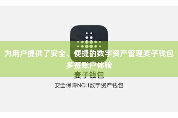 为用户提供了安全、便捷的数字资产管理麦子钱包多签账户体验