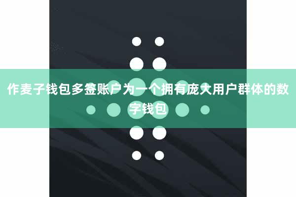 作麦子钱包多签账户为一个拥有庞大用户群体的数字钱包